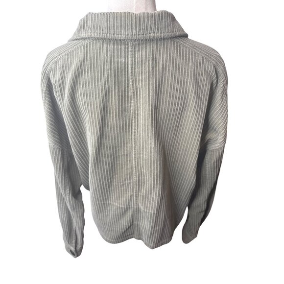 ZARA Light Olive Green Corduroy Medium Button-Up Jacket Drop Sleeve - Picture 2 of 13